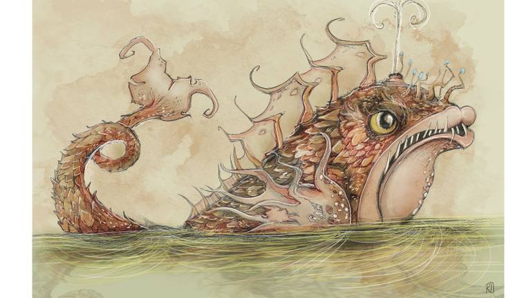 Een schets van de monstervis. (Foto: Efteling)