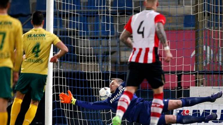 Roel Janssen benut de strafschop voor Fortuna Sittard (Foto: Twitter PSV) 