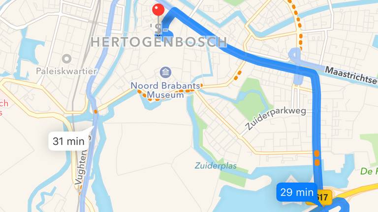 Navigeren naar Den Bosch kan moeilijk zijn (bron: Apple Maps)