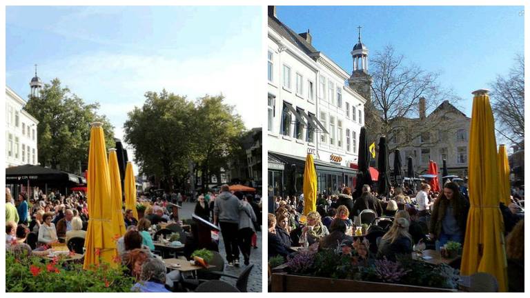 Allebei de foto's zijn genomen op de Grote Markt in Breda. Zie jij het verschil? Foto: Henk Voermans