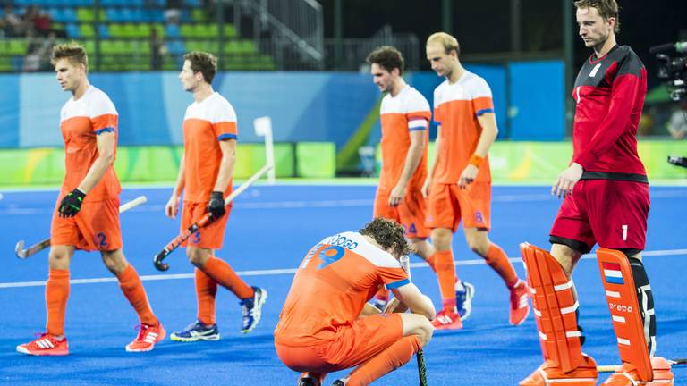 Teleurstelling bij Oranja na de verloren finale hockey tegen België (foto: ANP)