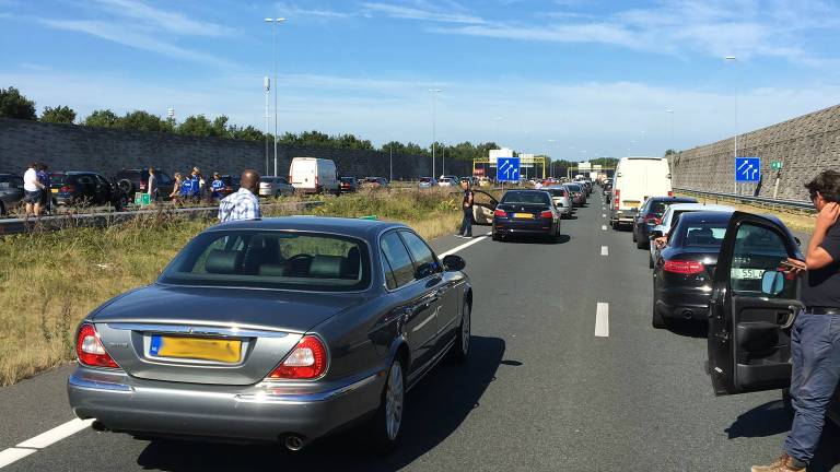 Het verkeer stond stil op de A2. (foto:Ronald van Meurs)