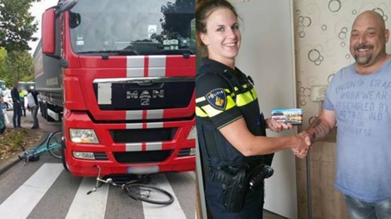 'Held' John Tolk trok op het nippertje een meisje voor de wielen van een vrachtwagen weg