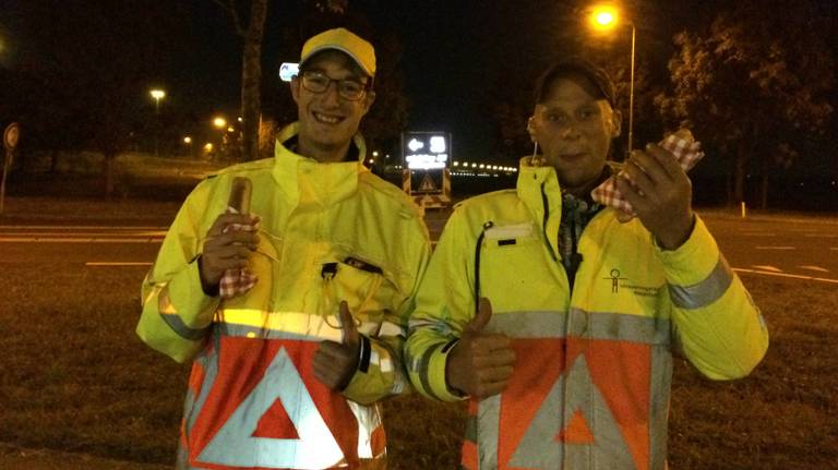 Die gaan er wel in bij de verkeersregelaars (Foto: Sarah Raams)