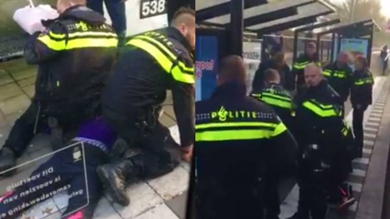 De arrestatie werd gefilmd en op Facebook geplaatst (bron: Yoni Klarenbeek/Facebook)