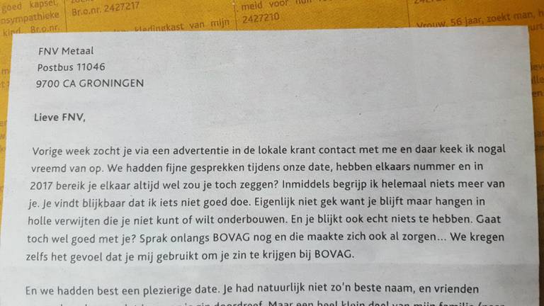 Open brief van Van Mossel aan FNV.