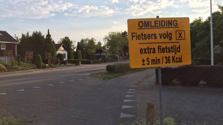 In Oudenbosch staan de calorieën voor omfietsen op borden aangegeven