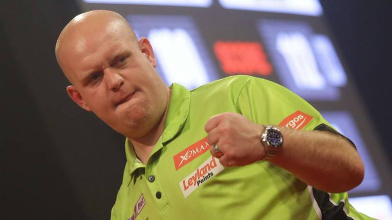 Michael van Gerwen na weer een grote zege (foto: VI Images)