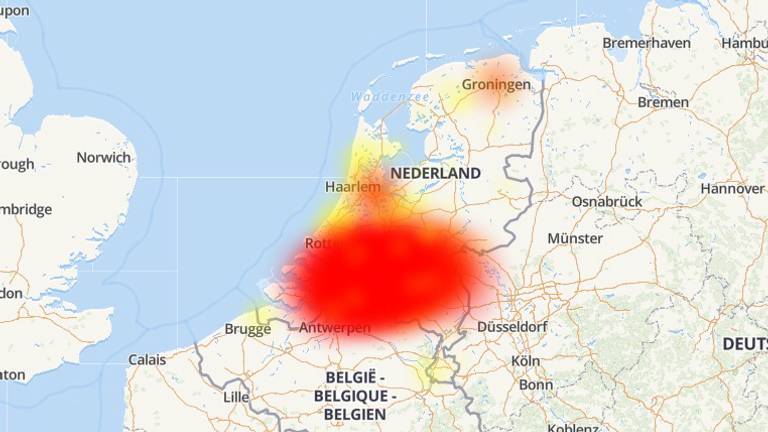Internetproblemen bij Ziggo. (Foto: allestoringen.nl)
