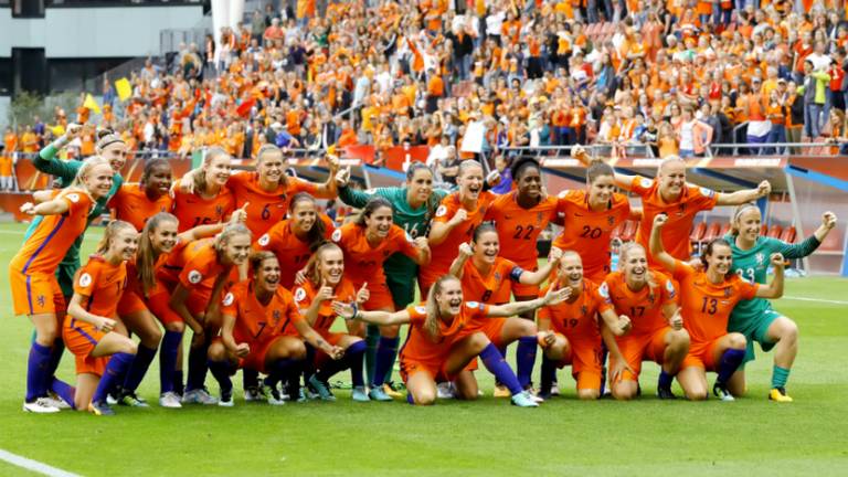 De Oranjeleeuwinnen tijdens het EK. (Foto: VI Images)