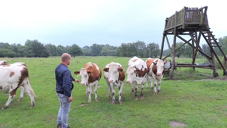 Zoon Ruud bij de uitkijktoren van zijn vader in Sint Oedenrode