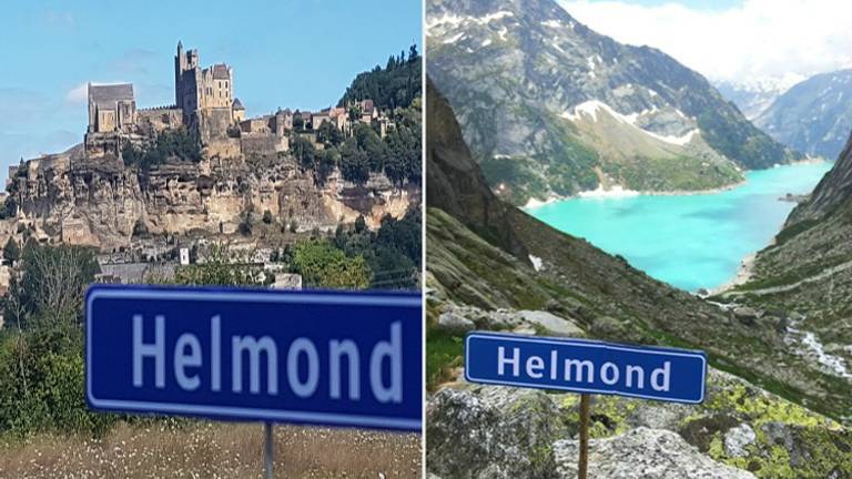 Het kleine naambordje gaat met de Helmonders mee op vakantie. (Foto: Rocco Verdult)