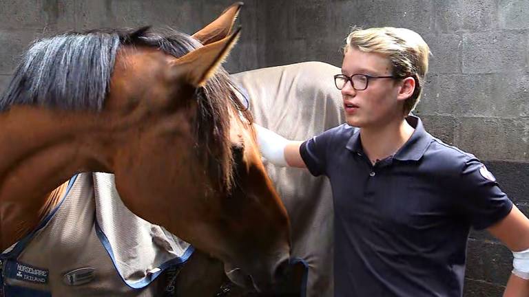 Okke op archiefbeeld met zijn gewonde paard I'M. (Foto: Eva de Schipper)