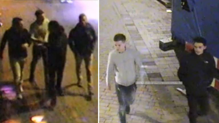 Deze mannen mishandelden een voorbijganger in Tilburg. (Beeld: Bureau Brabant)