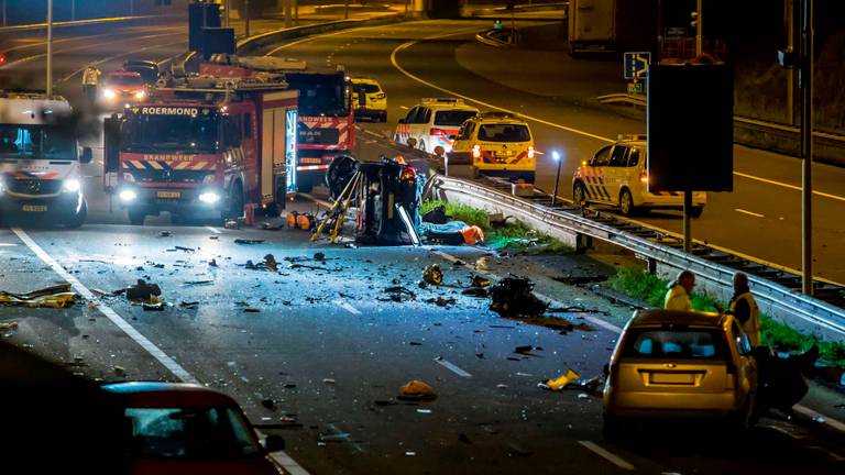 Het ongeluk op de A73 (Foto: Etienne Zegers).