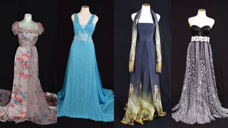 Vier jurken die op de veiling te koop zijn. Foto: Catawiki