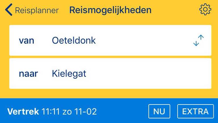 De trein van Oeteldonk naar Kielegat vertrekt om 11:11. (Foto: NS).