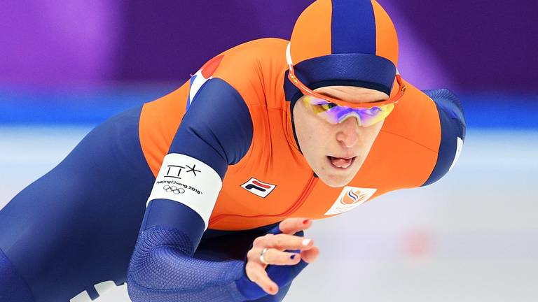 Ireen Wüst in actie tijdens de 3.000 meter van zaterdag op de Olympische Winterspelen. Foto: VI IMAGES