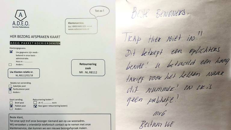 De gewraakte brief en de waarschuwing van de Vereniging van eigenaren (foto: Omroep Brabant).