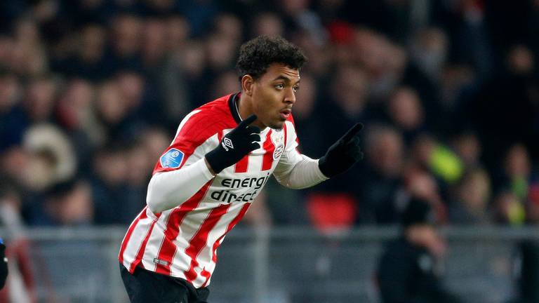 Donyell Malen maakte tegen FC Oss een hattrick voor Jong PSV. (Foto: VI Images)