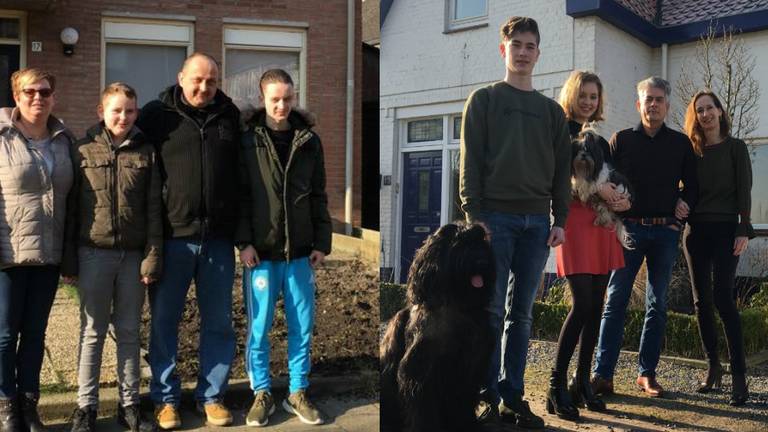 Links: familie Van der Put, rechts: familie Van den Broek. (Foto: Vincent TVproducties)