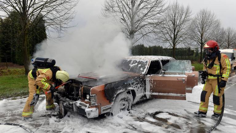 De brandweer kon niet voorkomen dat de auto verloren ging. (Foto: Berry van Gaal)