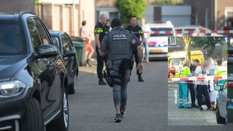 Een lid van het arrestatieteam en het slachtoffer van de schietpartij (Foto links: Sem van Rijssel).