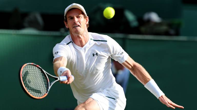 Andy Murray in actie tijdens Wimbledon in 2017 (foto: VI Images).