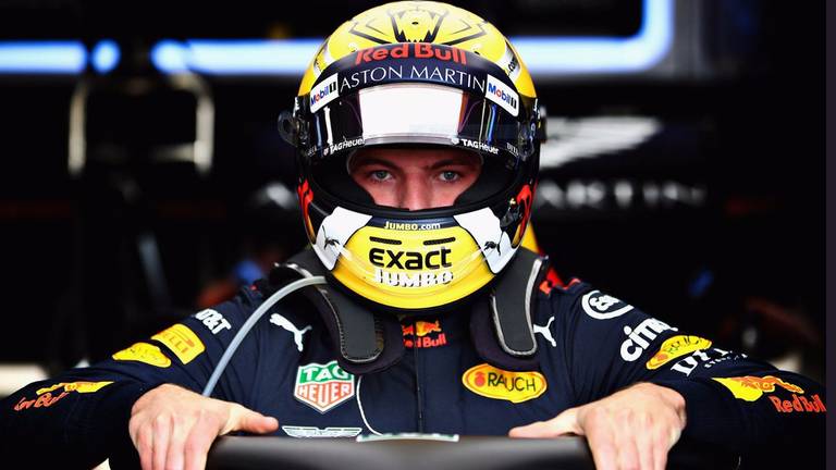 De special Jumbo-helm van Max Verstappen.