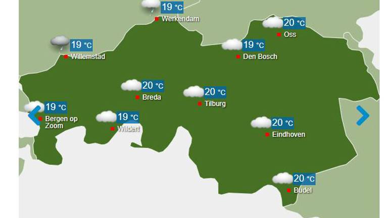 Toe aan even een dagje uitpuffen? Dat kan dinsdag! (Beeld: weer.nl)
