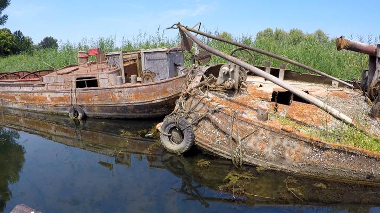 Scheepskerkhof in de Biesbosch ontmanteld, alle boten verkocht aan een scheepssloperij