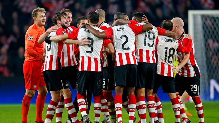 De laatste Europese zege van PSV: op 8 december 2015 tegen CSKA Moskou (2-1). Foto: VI Images