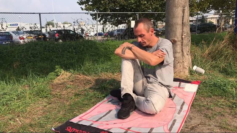 Remko Ehrhardt tijdens zijn tweede dag in hongerstaking