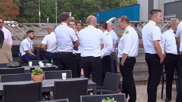 Stakende piloten van Ryanair tijdens een eerdere staking op Eindhoven Airport