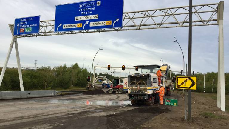 Werkzaamheden aan knooppunt Leenderheide. (Foto: Hans van Hamersveld)