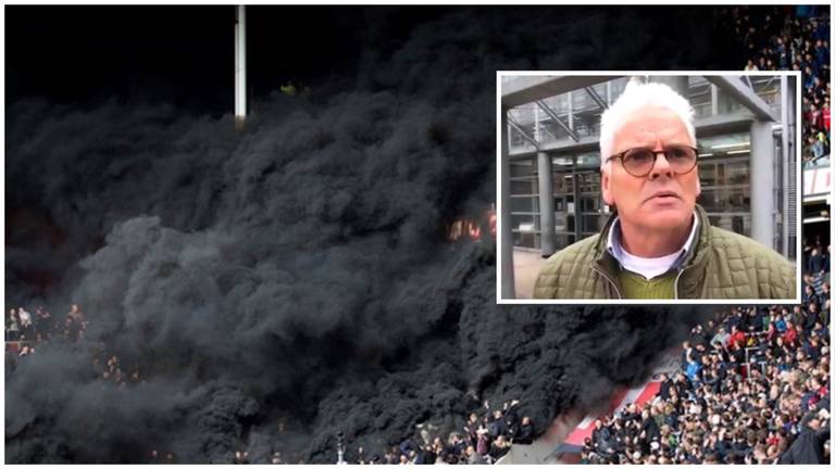 De rookbommen die in april werden afgestoken bij de wedstrijd PSV-Ajax. (Foto: ANP)