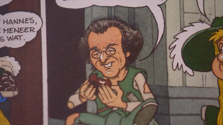 Oud-burgemeester Ton Rombouts is een zwerver in het stripboek.
