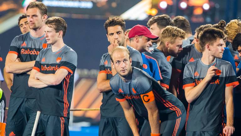 Teleurstelling bij de Nederlandse hockeyers (Foto: ANP).