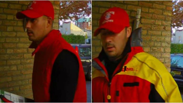 De twee 'bezorgers' die in DHL-kleding een man mishandelden.