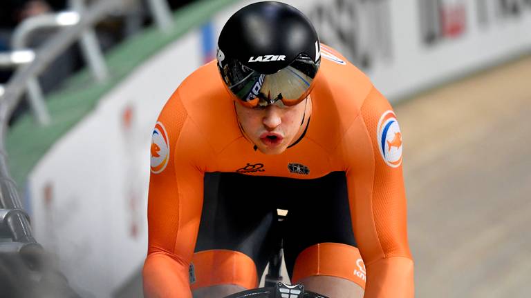 Harrie Lavreysen in actie op het WK. (Foto: VI Images)