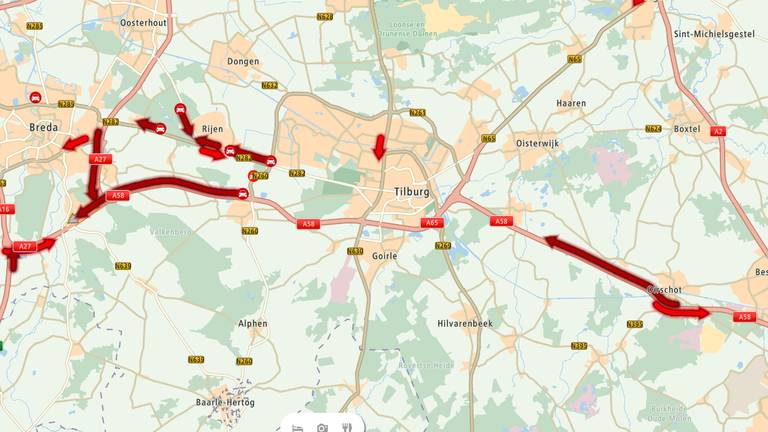 Lange files op A58 Afbeelding: mydrive.tomtom.com