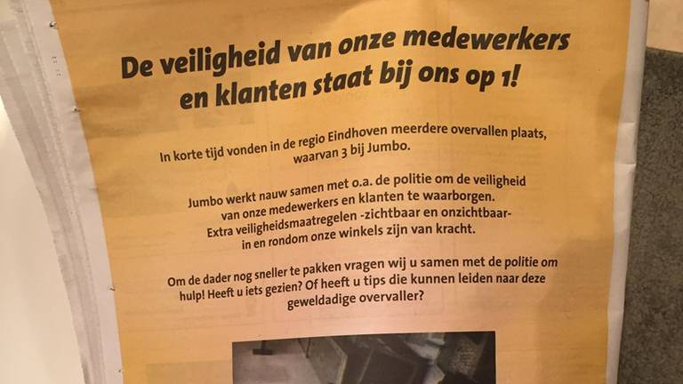 Na de zoveelste overval in Eindhoven, deed Jumbo een oproep voor getuigen in de krant. (Foto: Archief)