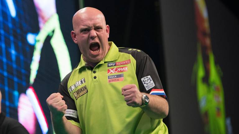 Blijdschap bij Michael van Gerwen (Foto: PDC).