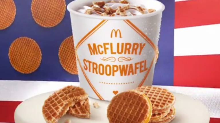 In Oss zijn ze trots dat hun stroopwafel in het toetje zit. (Foto: McDonald's)