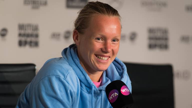 Kiki Bertens na afloop van de halve finale in Madrid op de persconferentie. (Foto: VI Images)