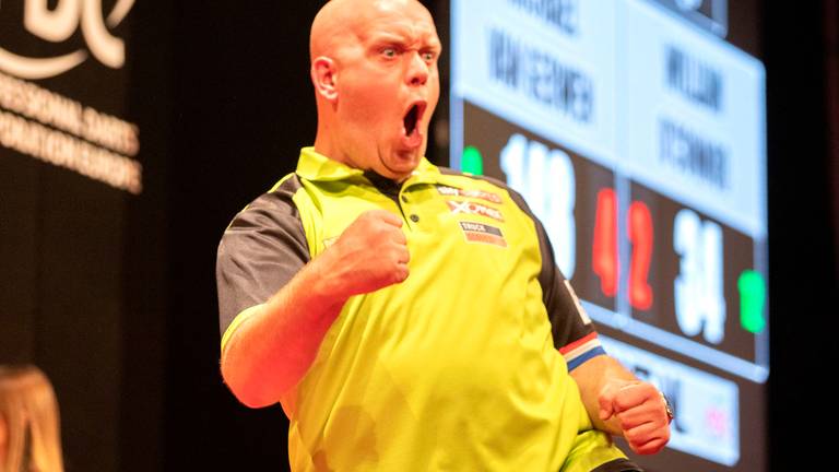 Michael van Gerwen heeft weer eens een tegenstander gesloopt (foto: PDC).