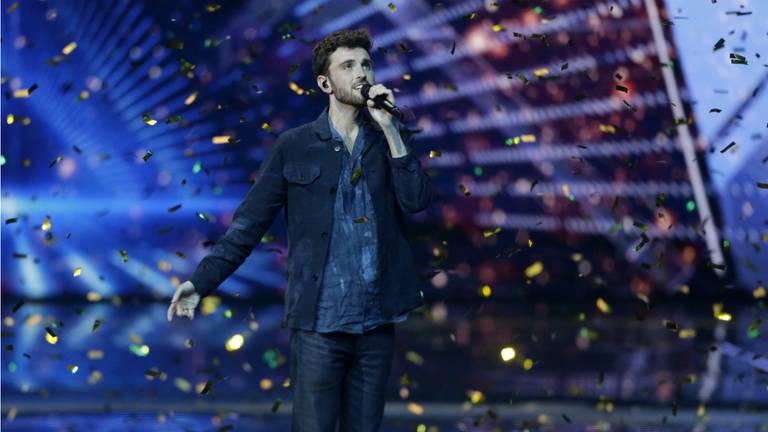 Duncan Laurence zingt 'Arcade'. (Foto: ANP)