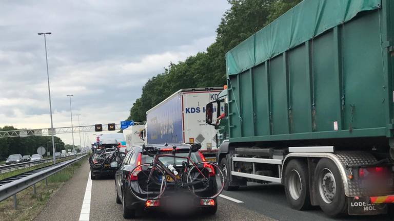 File op de A58 (foto: Marjanka Meeuwissen)