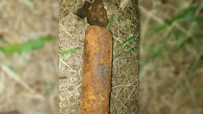 De mortiergranaat die is gevonden in Haghorst.