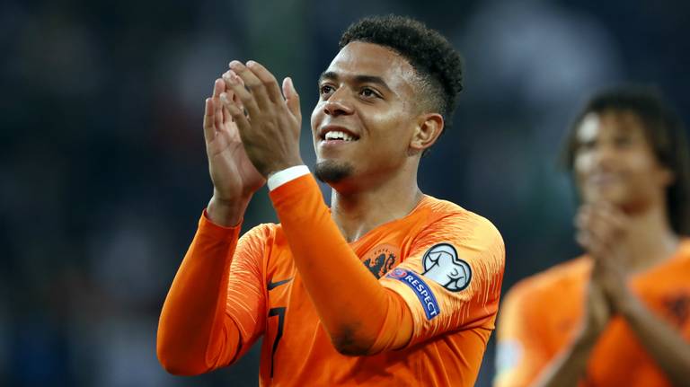 Donyell Malen in de zevende hemel na Duitsland - Nederland (foto: VI Images).